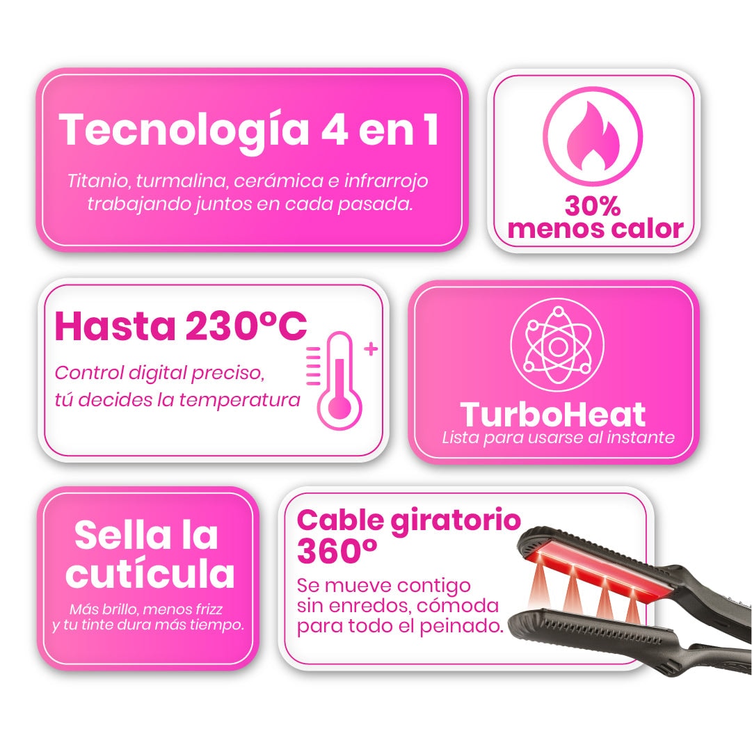 Plancha Alaciadora de Cabello Uso Profesional Infrared 4 en 1 Timco LM-1066 — imagen 3