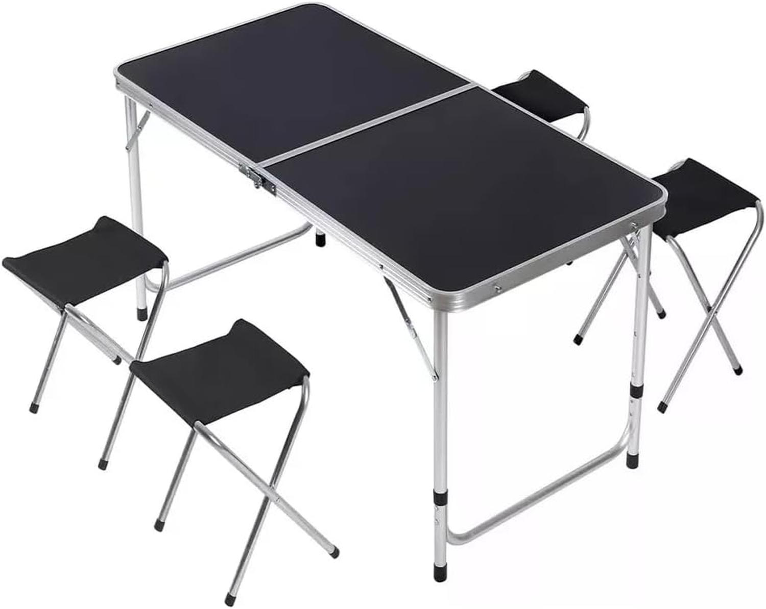 Mesa Plegable Cuory Negra 120x160cm + 4 Bancos — imagen 1