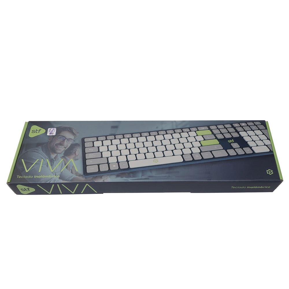 Teclado Inalámbrico STF VIVA: 2.4GHz, Bluetooth 5.0, 110 Teclas, Multimedia, Windows/Mac Gris — imagen 7