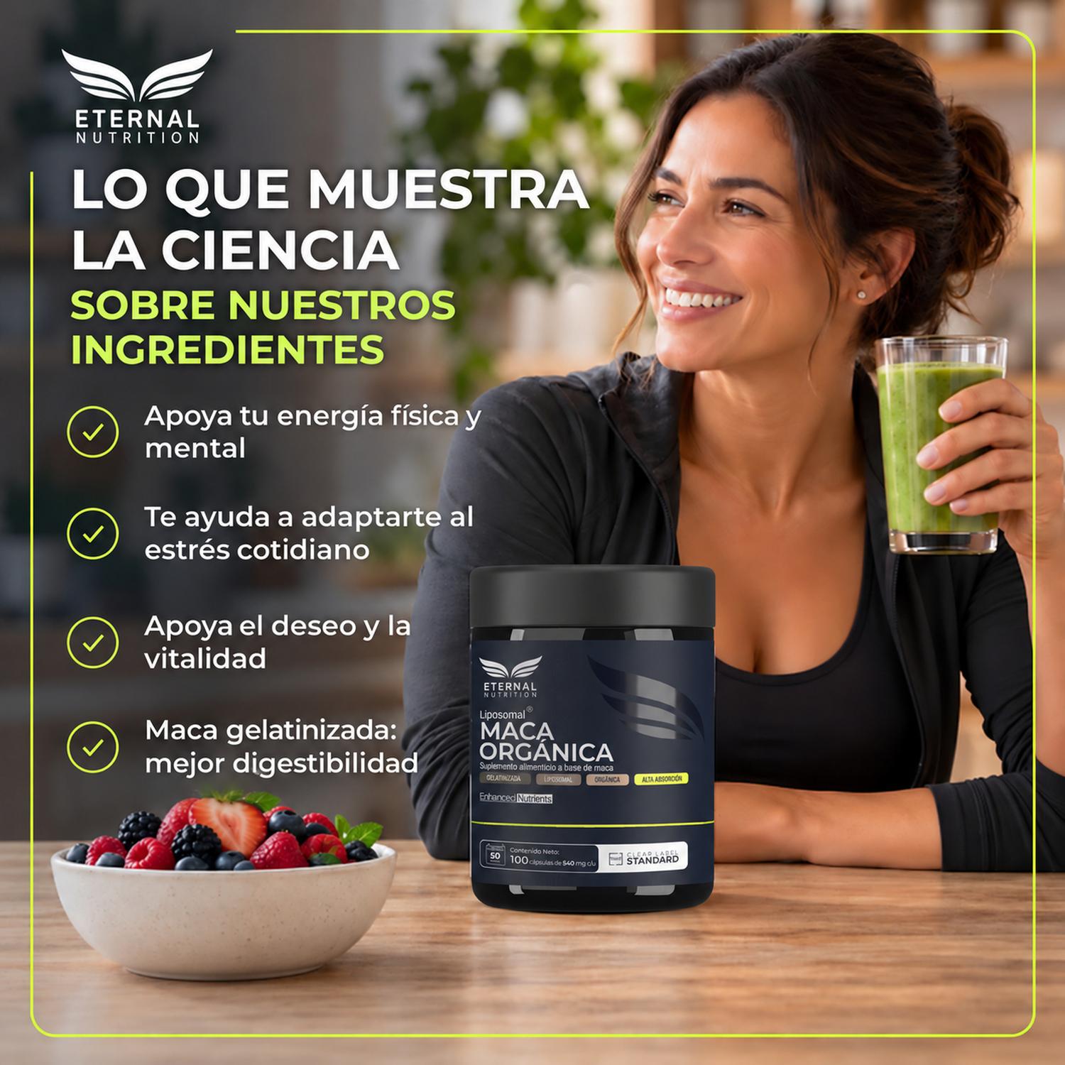 Maca Orgánica Liposomal Gelatinizada con Lecitina de Girasol, 1,080 mg por Porción, 100 Cápsulas — imagen 8