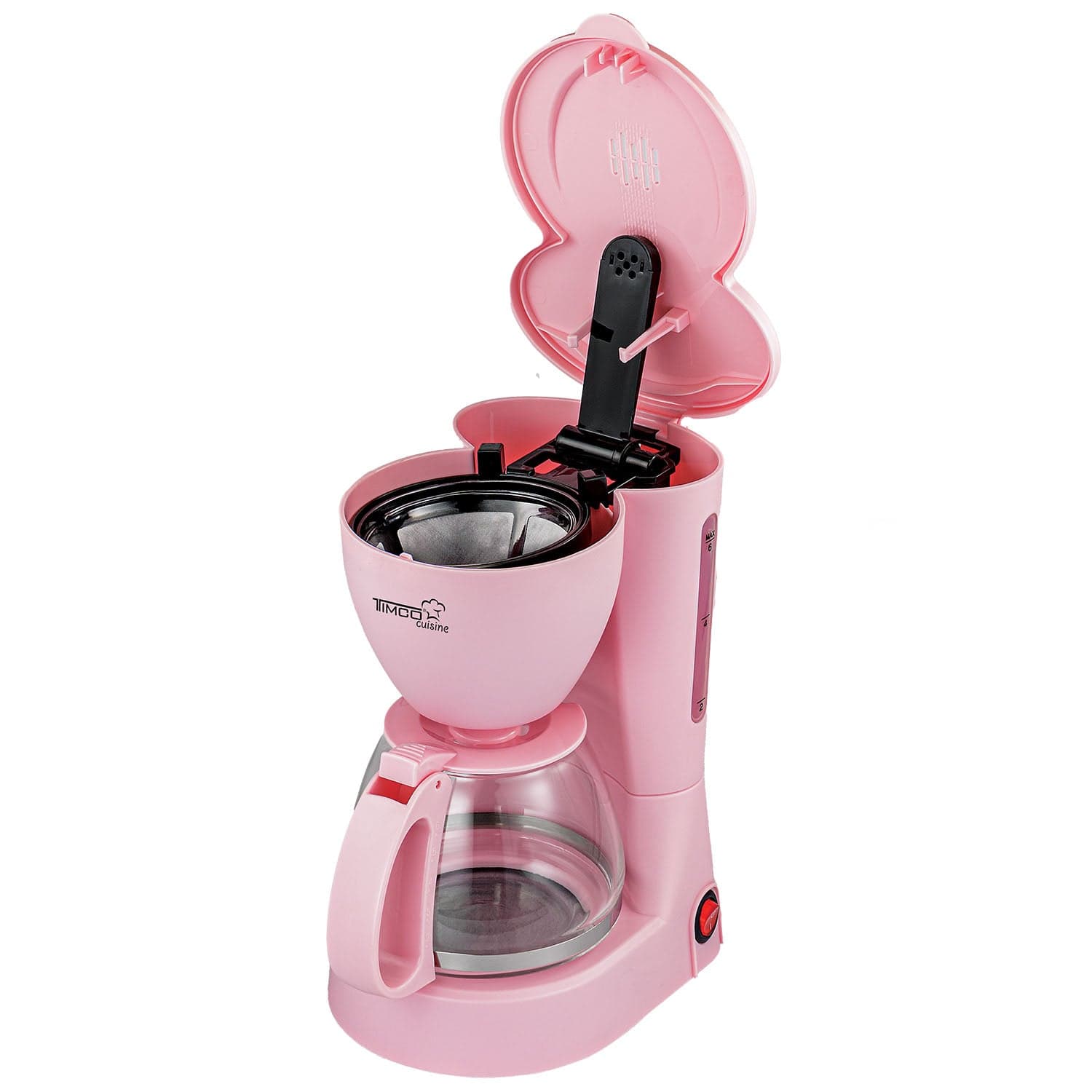 Cafetera Eléctrica Rosa 750 ml Filtro Permanente Antigoteo con Placa Calefactora CAFWJ9008 Timco — image 8
