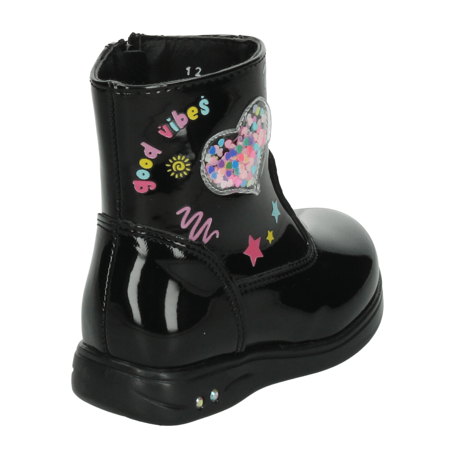 Bota Yuyin Niña Negro Casual Cierre Charol Infantil T12-15 — imagen 4