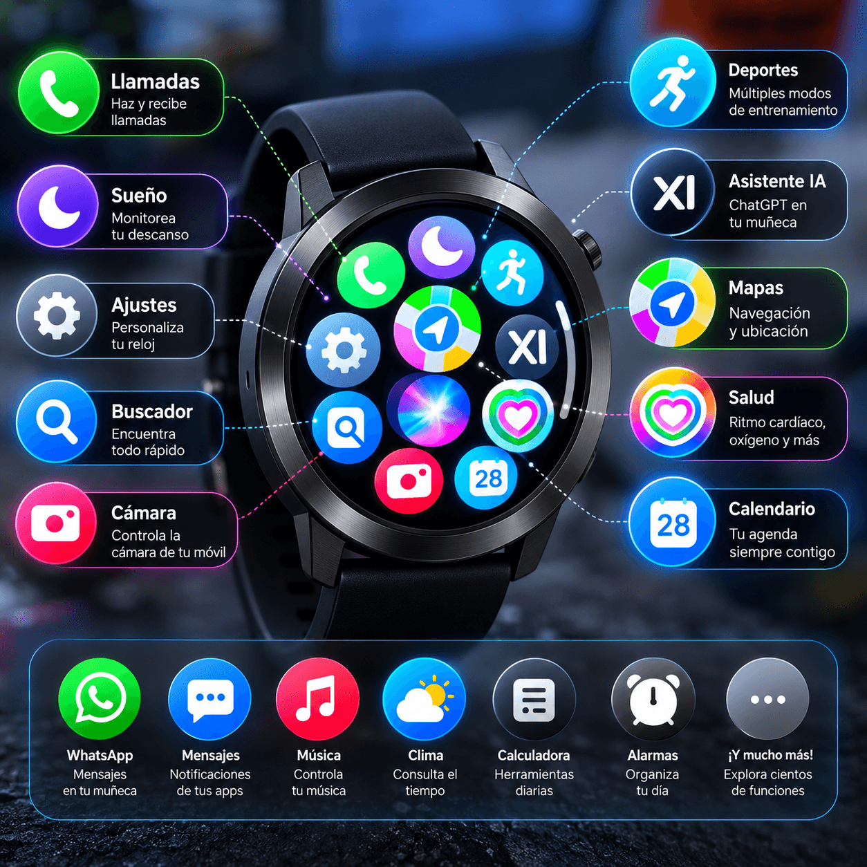 Smartwatch NEURIX AI Watch 3 con ChatGPT, WhatsApp, Llamadas Bluetooth y Funciones Deportivas — imagen 15