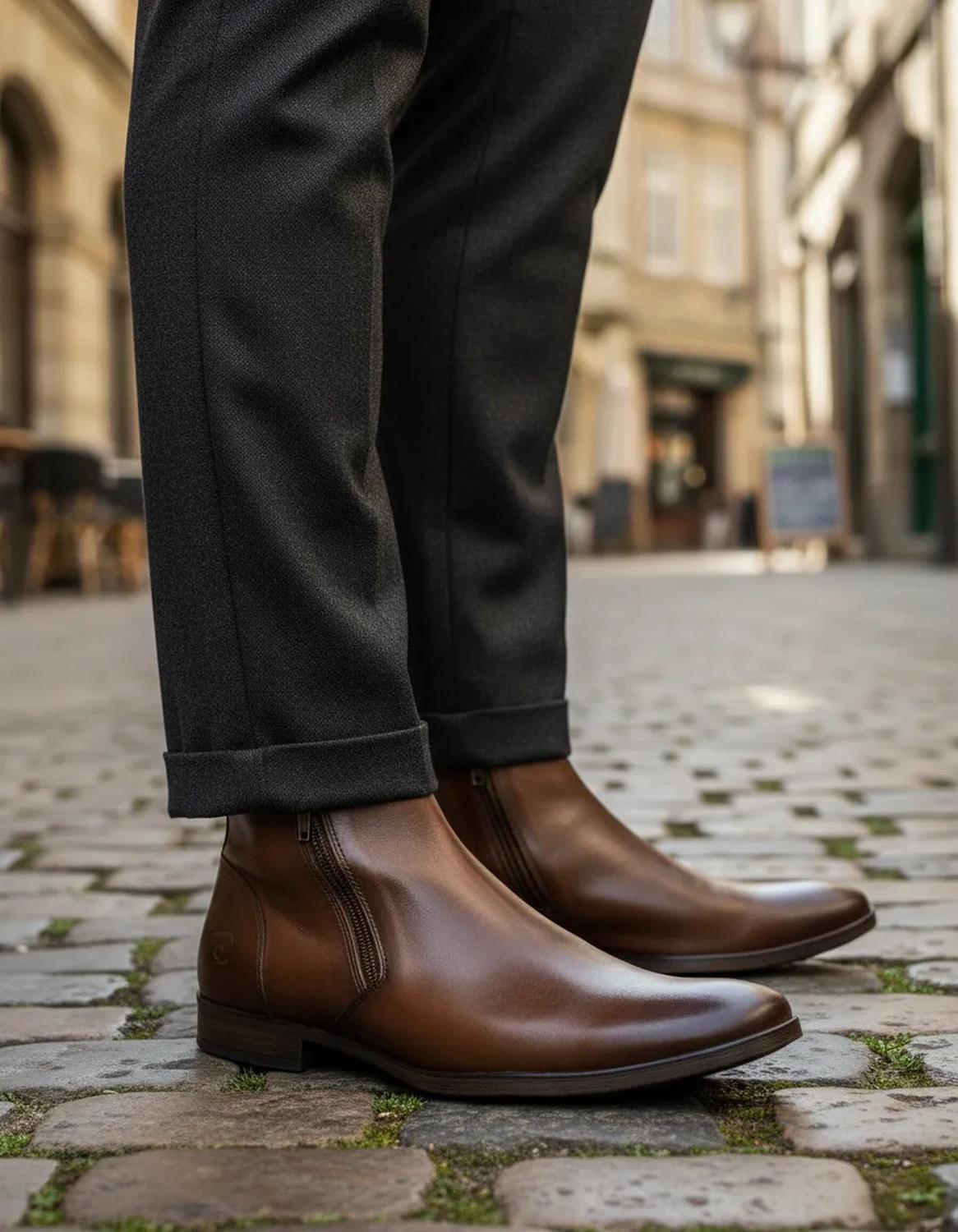 Botin Pierre Cardin Caballero Vestir Cierre Interno 826713 — imagen 1