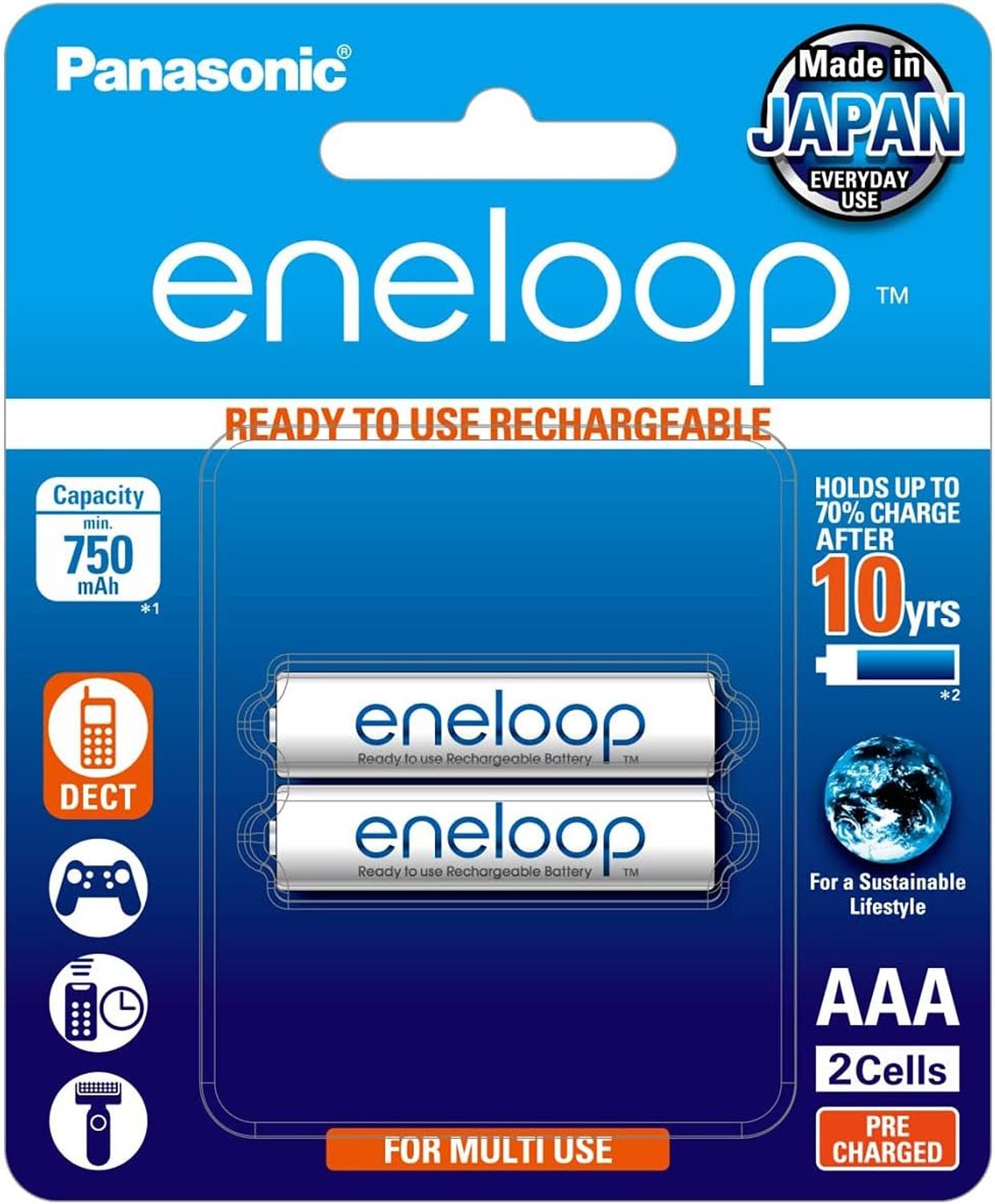 Pila Panasonic Eneloop AAA Recargable Con 2 unidades 1.2v — imagen 1