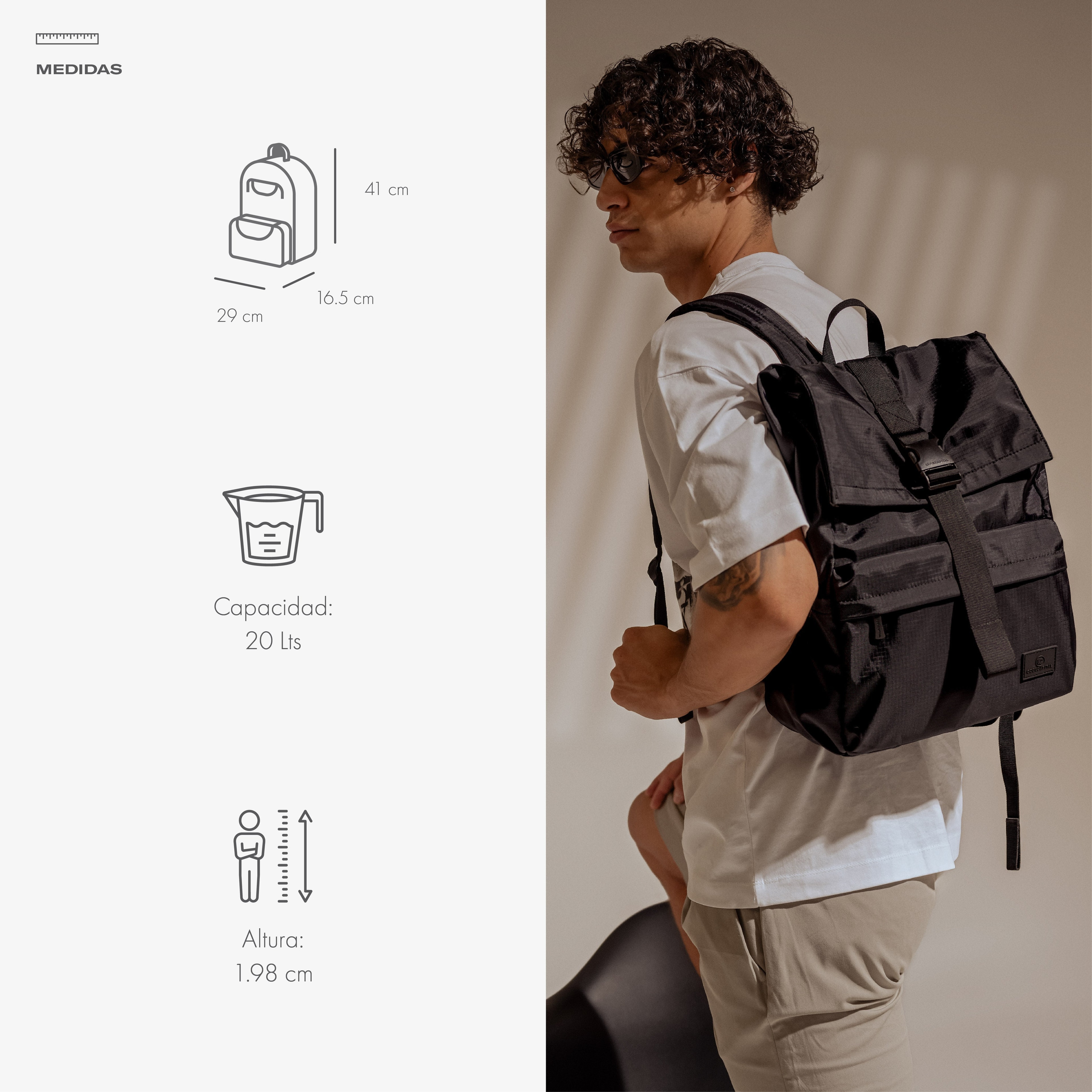 Mochila para laptop CoolCapital Rizz 15.6" pulgadas Negro — imagen 8