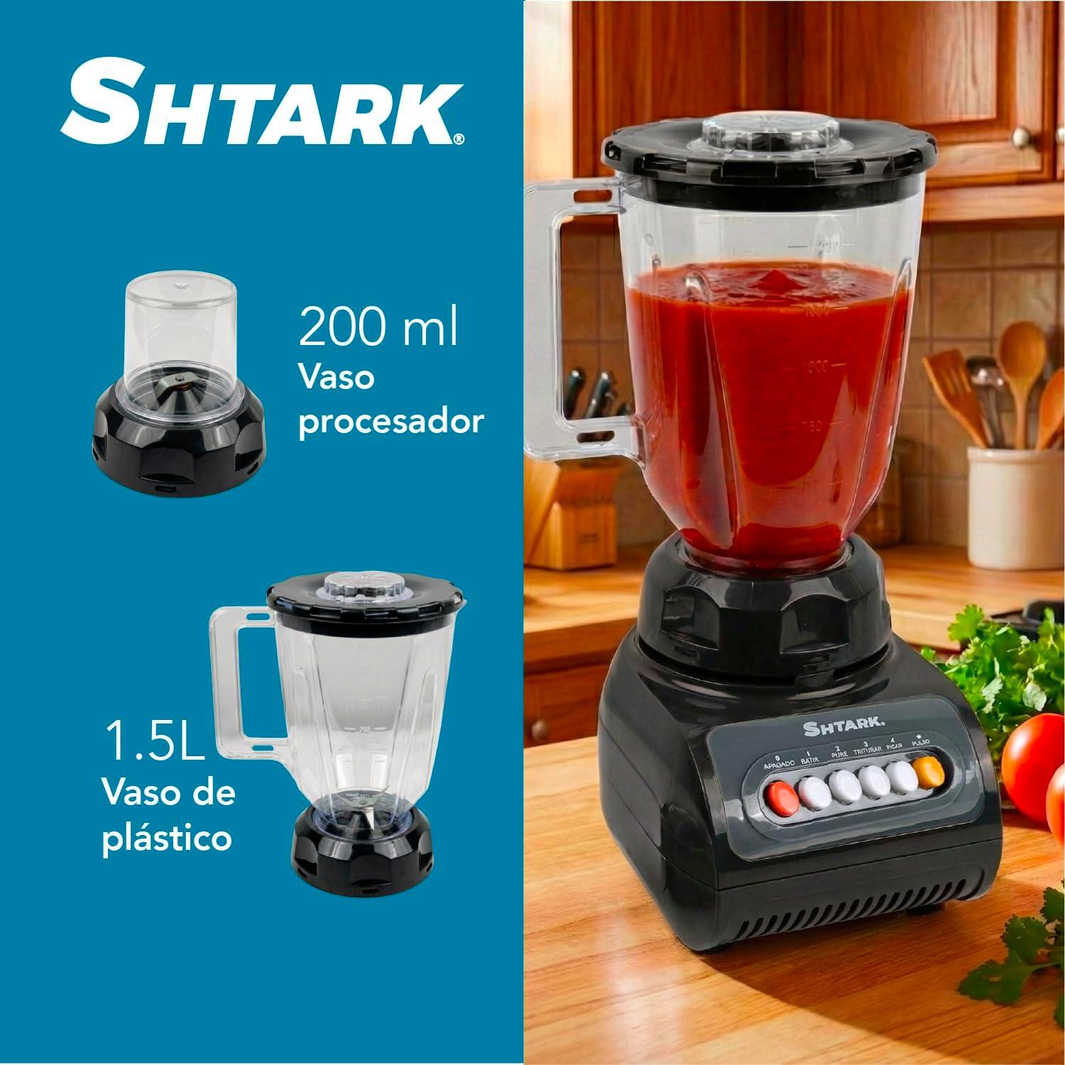 Licuadora Shtark 500W 1.5L con Vaso y Molinillo Negro — imagen 4