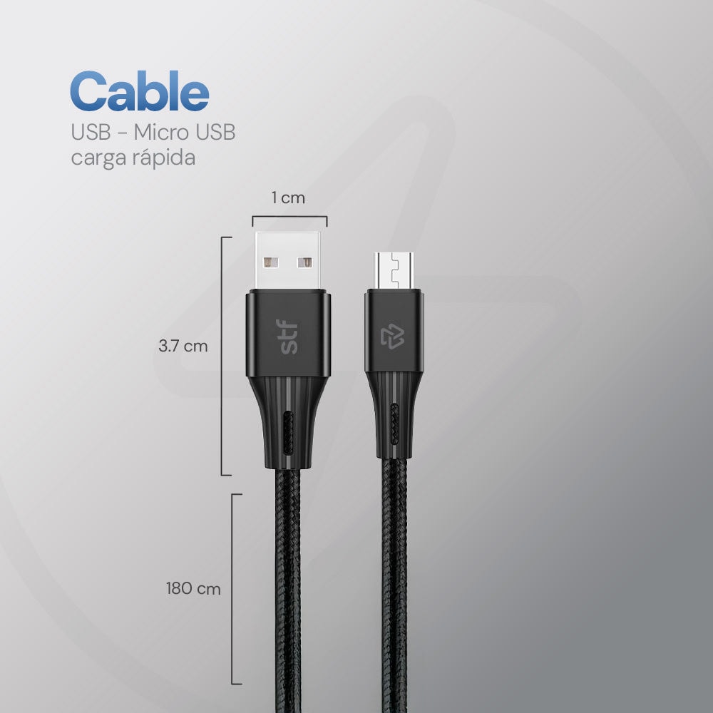 Cable USB a Micro USB 1.8m Carga Rápida 2A Transferencia Datos — imagen 3