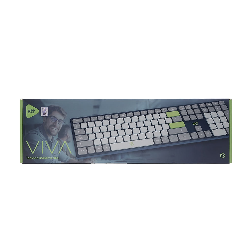 Teclado Inalámbrico STF VIVA: 2.4GHz, Bluetooth 5.0, 110 Teclas, Multimedia, Windows/Mac Gris — imagen 5
