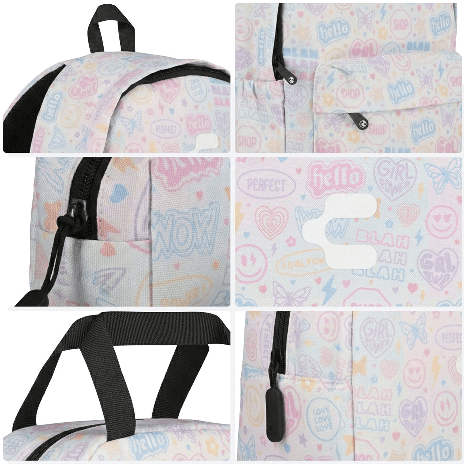 Mochila Charly Pastel Pop Niña Blanco Escolar Lonchera Infantil — imagen 9