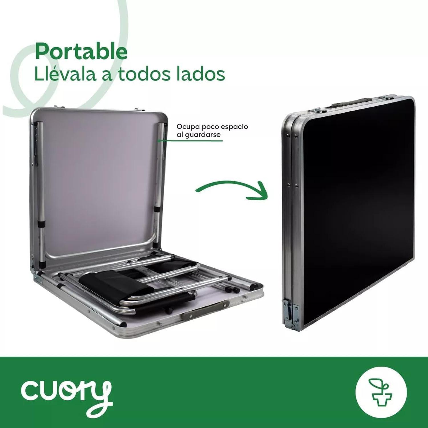 Mesa Plegable Cuory Negra 120x160cm + 4 Bancos — imagen 2