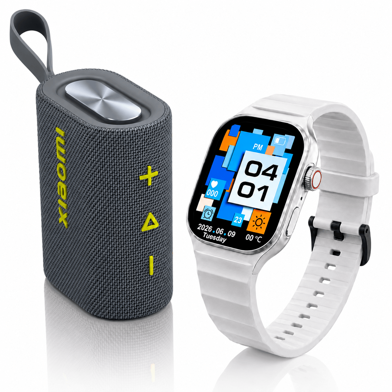 BOCINA XIAOMI SOUND POCKET (AZUL) + SMARTWATCH FUTUREM FM15 (PLATA) — imagen 2