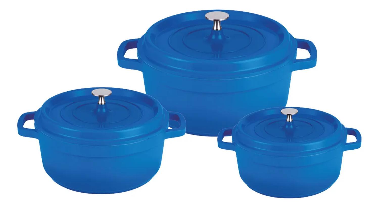 3 Ollas Profundas Tapa Aluminio Fundido y Recubrimiento Cerámico — imagen 1