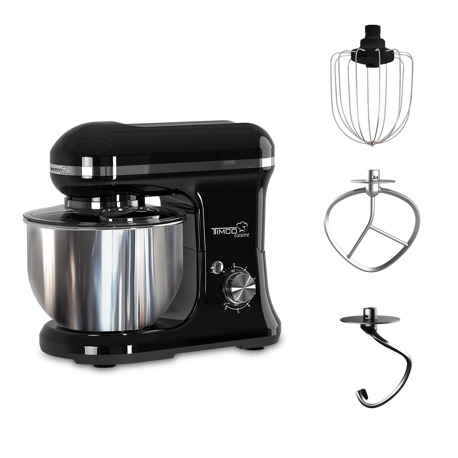 Batidora de Pedestal 5 L 300W 6 Velocidades con Gancho, Paleta y Globo Función Pulso BAT1107 Timco — imagen 2