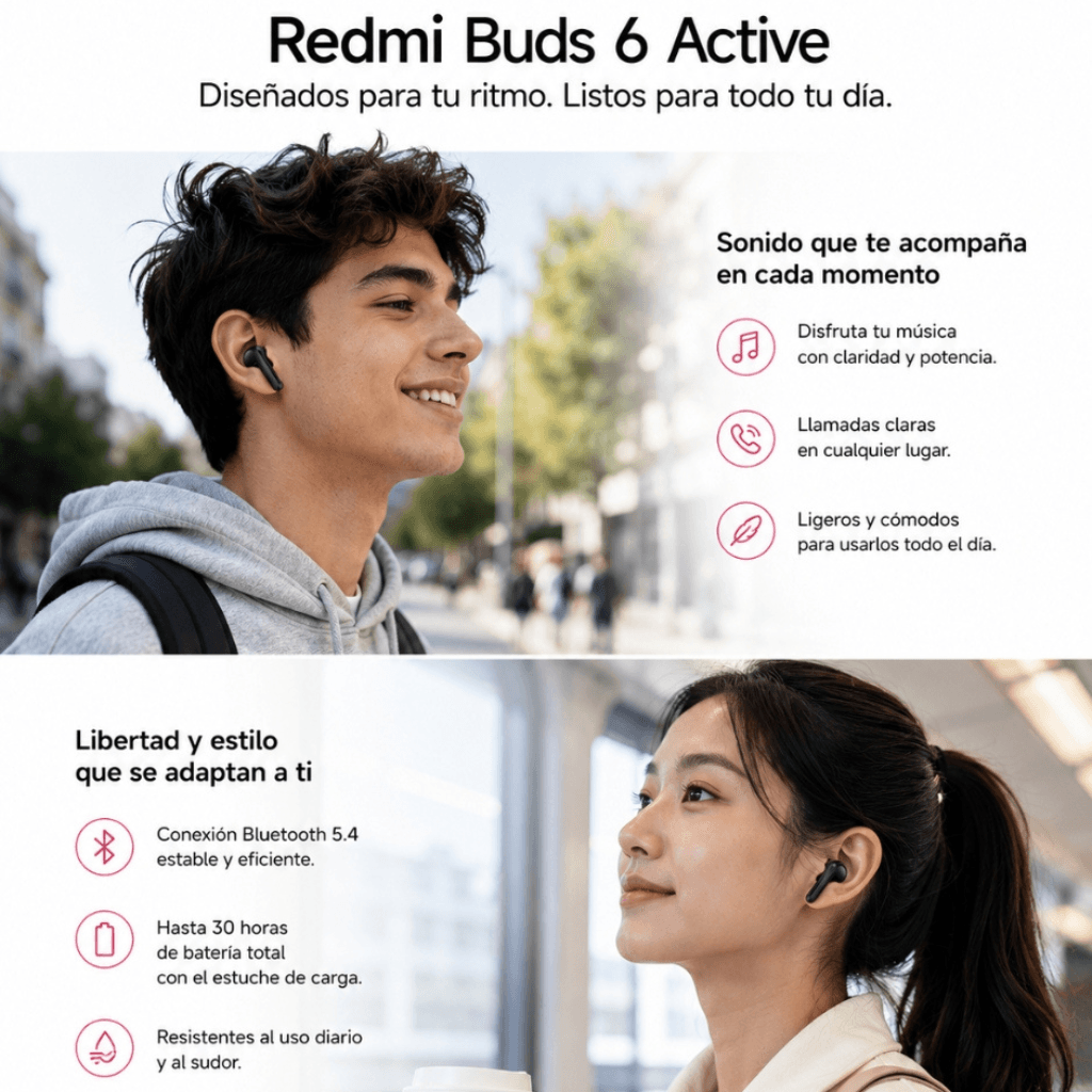 Xiaomi Redmi Buds 6 Active + Smartwatch Deportivo HD — imagen 7