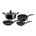 BATERIA DE COCINA T-FAL 390900 5 PIEZAS ALUMINIO ANTIADHERENTE NEGRO