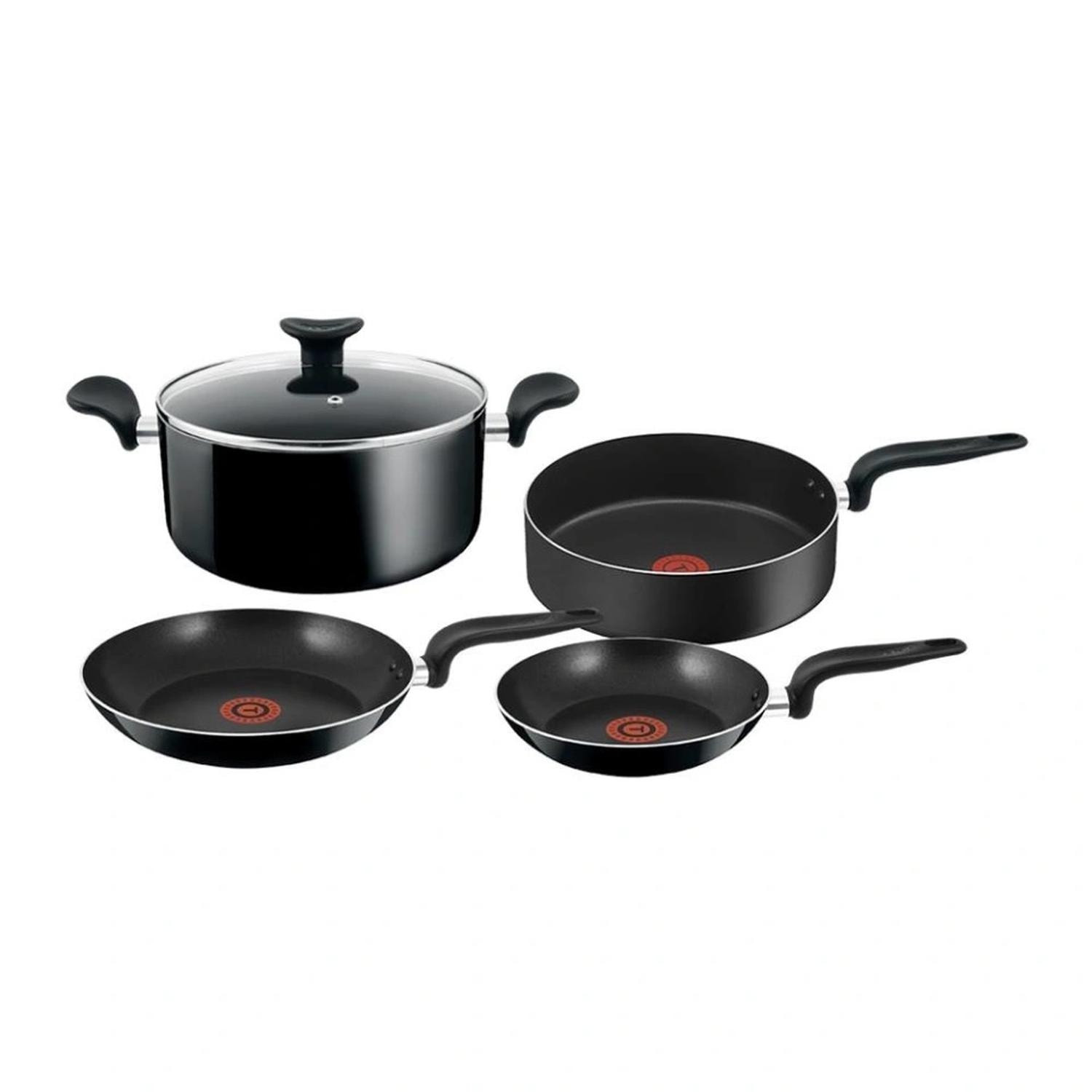 BATERIA DE COCINA T-FAL 390900 5 PIEZAS ALUMINIO ANTIADHERENTE NEGRO — imagen 1