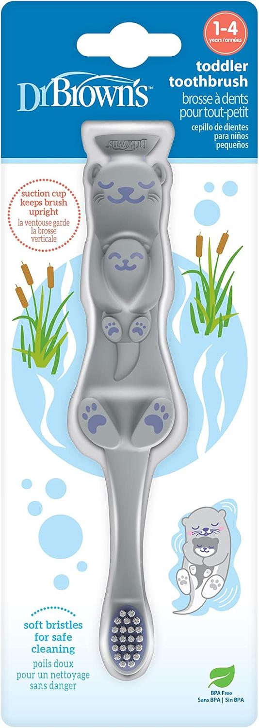 Cepillo de Dientes para Bebé Dr. Brown's Nutria Gris Sin BPA 1-4 Años — imagen 1