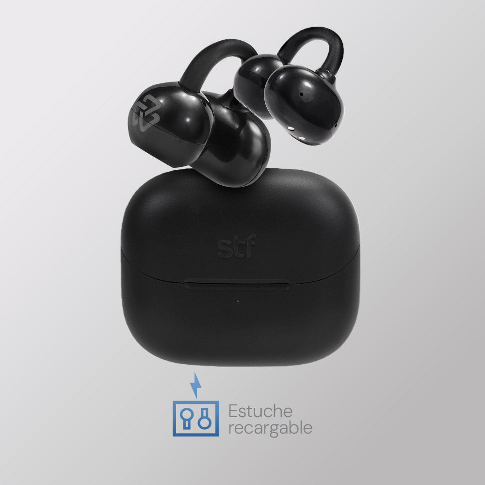 Audífonos Open Ear STF One: OWS, 20h batería, micrófono, Negro — imagen 5