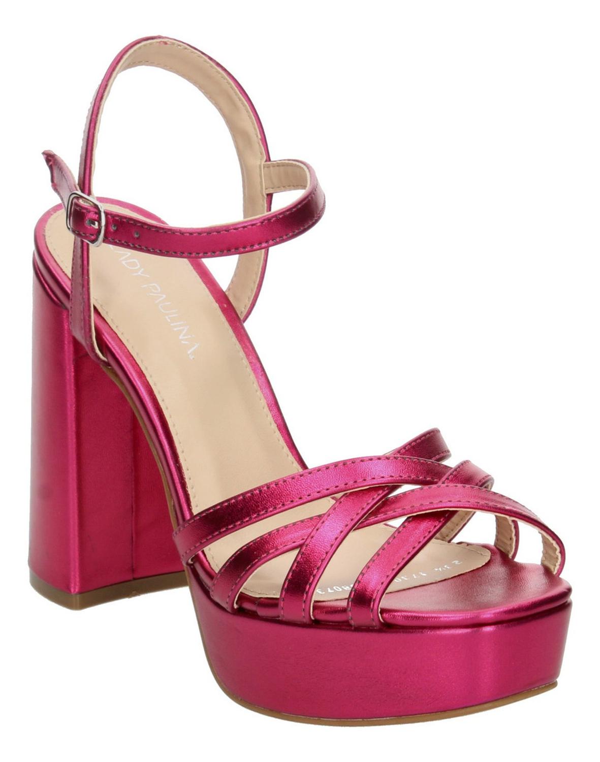 Sandalias Paulina Fiesta Dama Tacón Rosa Mujer — imagen 3