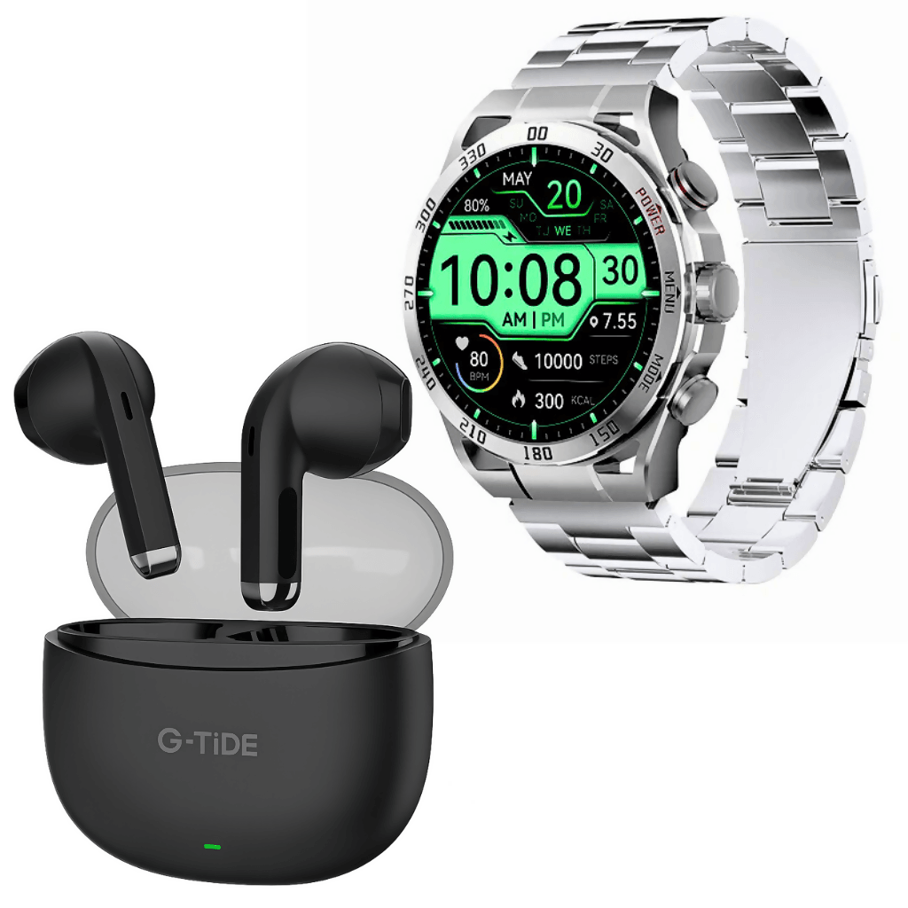 Smartwatch Filwans GTR Plata + Audífonos G-tide L21 Negro — imagen 2
