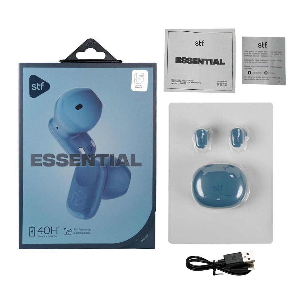 Audífonos Inalámbricos Tws Essential STF 40hrs Uso Protección IPX4 Azul — imagen 17
