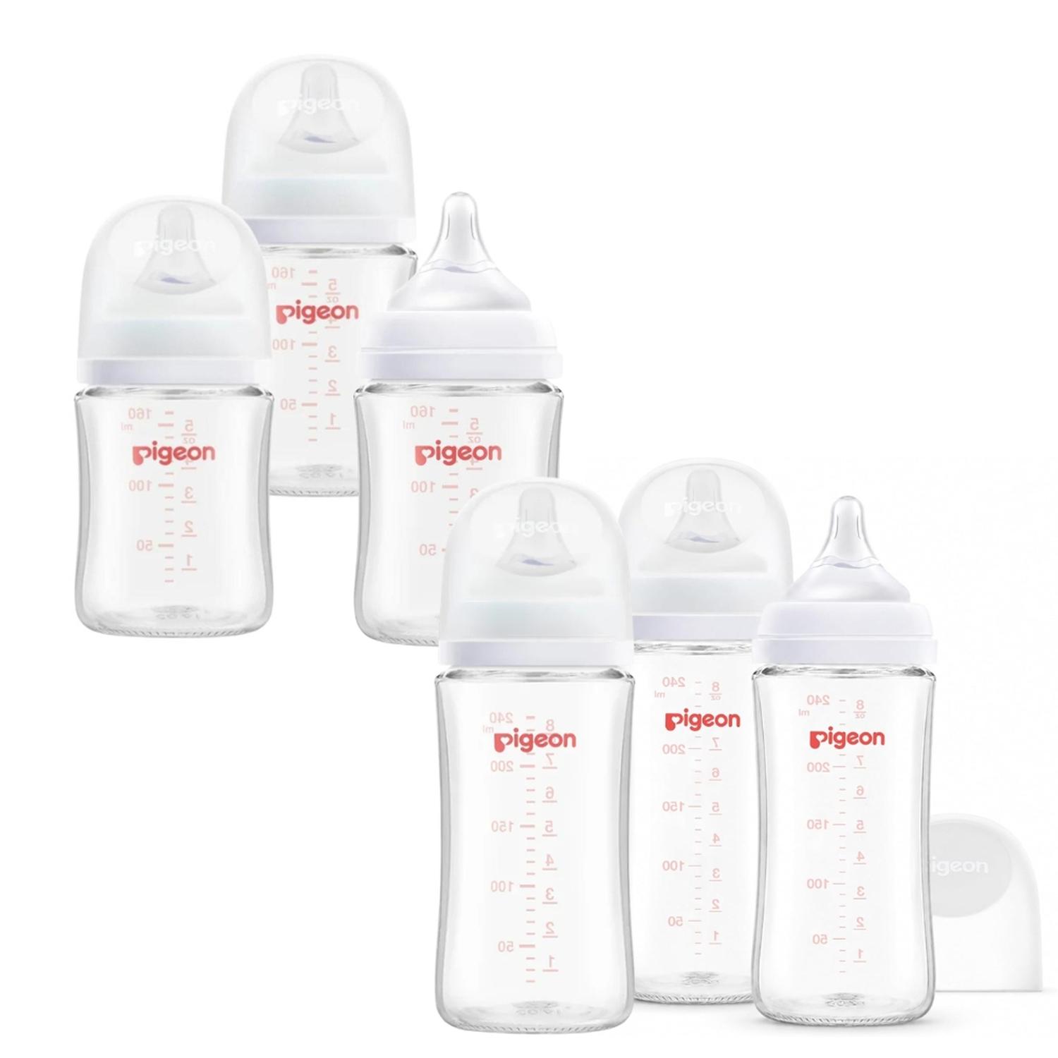 Combo 6 biberones Pigeon Vidrio 3 x 160ml y 3 x 240ml — imagen 1