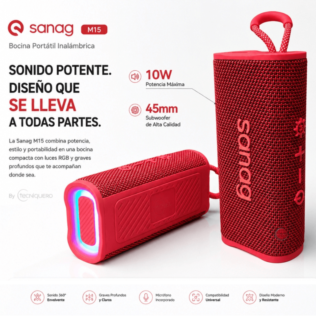 Bocina Sanag M15 + Smartwatch Futurem FM13 + Audífonos G-Tide L42 — imagen 9