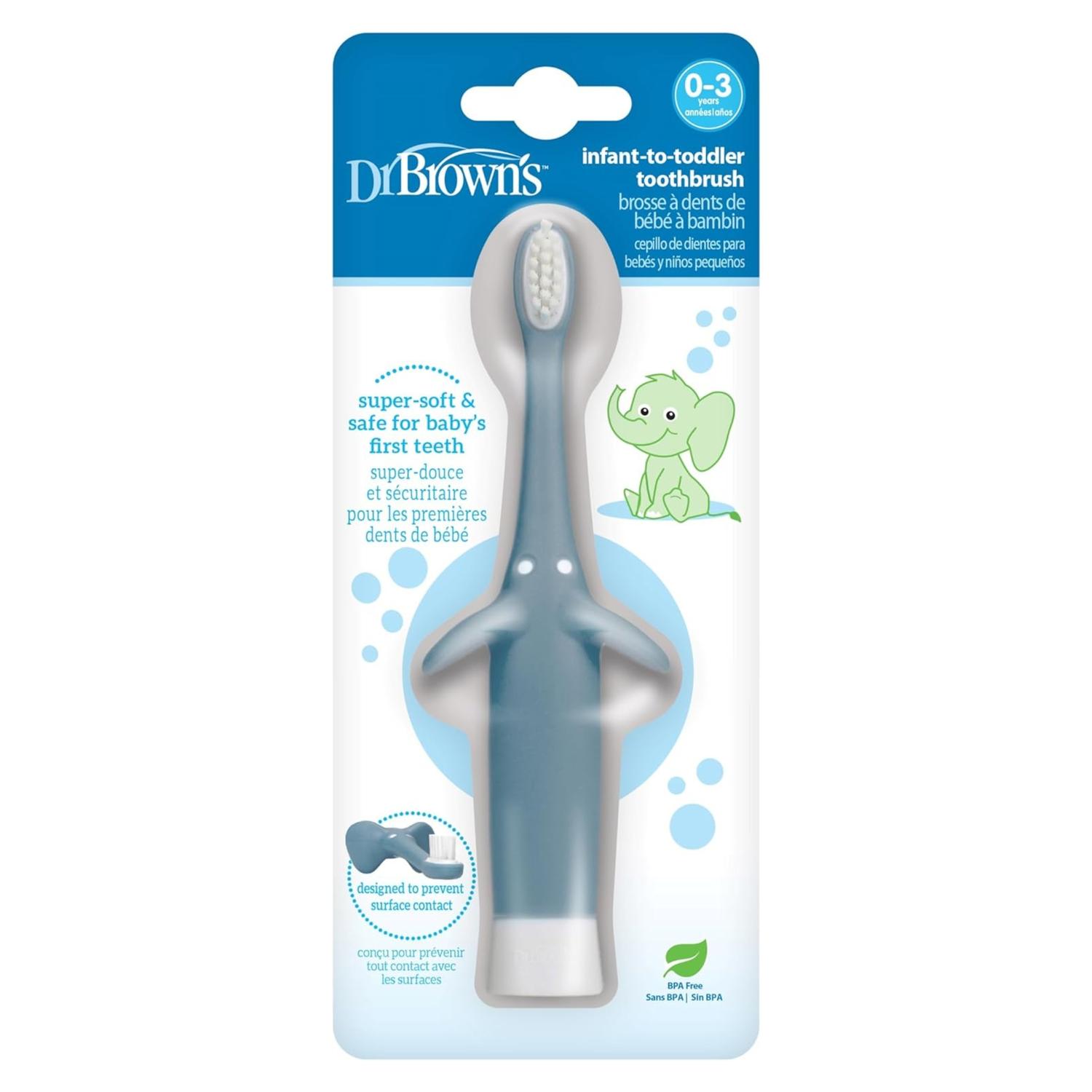 Dr Brown´s Cepillo De Dientes Para Bebé 0-3 Años Elefante Rosa — imagen 1