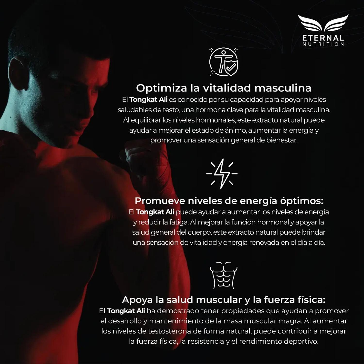 Ultra Pure: Tongkat Ali 200:1 Men's Testo, Extracto Concentrado, Vitalidad Masculina, 150 Cápsulas — imagen 4