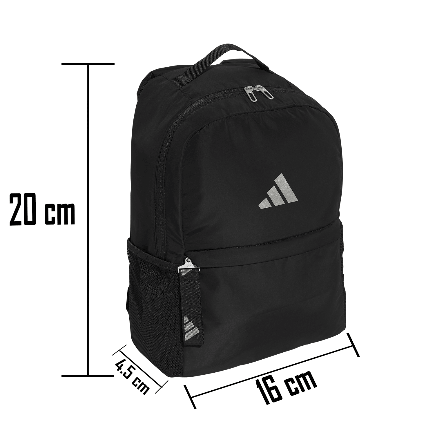 Mochila Adidas Classic 3 Bar Unisex Negro Casual Escolar Bolsillo Lateral Cierre Correas Ajustables Bolsillo Frontal Deportiva 27.5 Lt — imagen 3