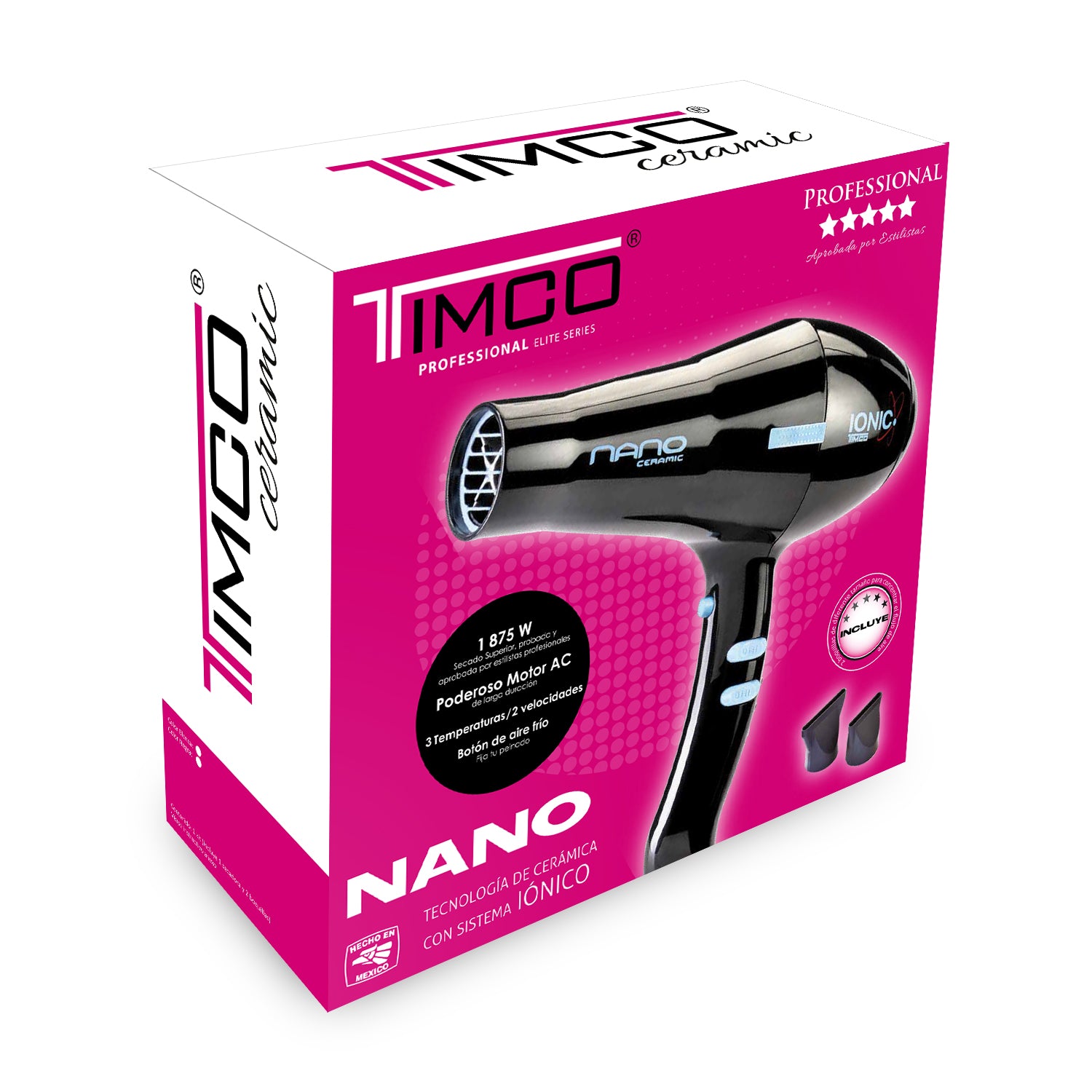 Secadora de Cabello Profesional con Iones Cerámica 2 Boquillas Timco NAN-IB — imagen 6