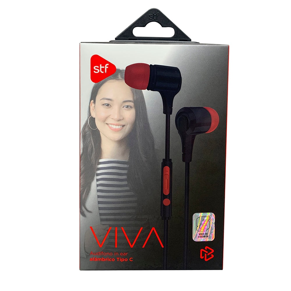 Audífonos alámbricos In-Ear STF VIVA: Tipo C, 10mm Rojo — imagen 4