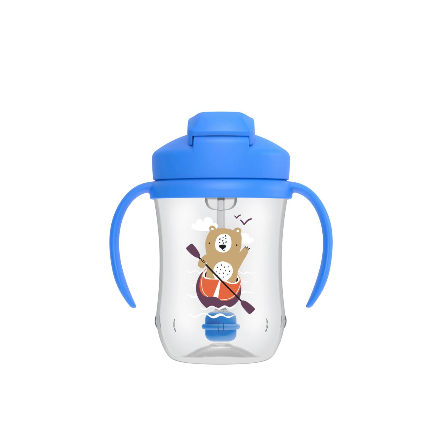 Pack 2 Termos Con Popote Dr Brown's 9oz. Azul Straw Cup 6m+ Popote Con Pesa Decorado — imagen 2