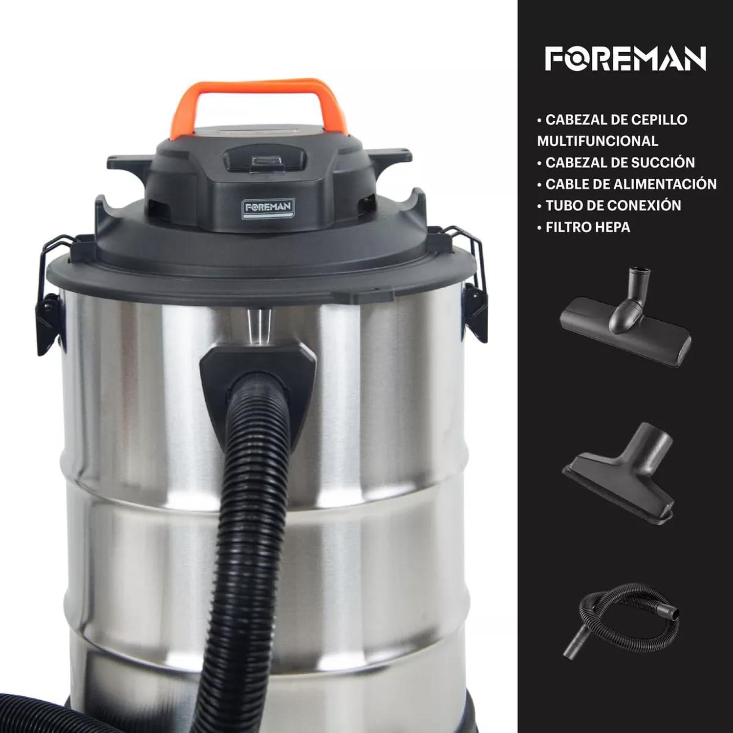Aspiradora Foreman 35L 2200W Acero Inoxidable Seco Húmedo — imagen 2