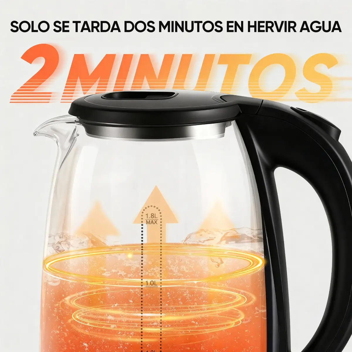 Tetera Eléctrica de Vidrio 1.8L con Apagado Automático — imagen 3