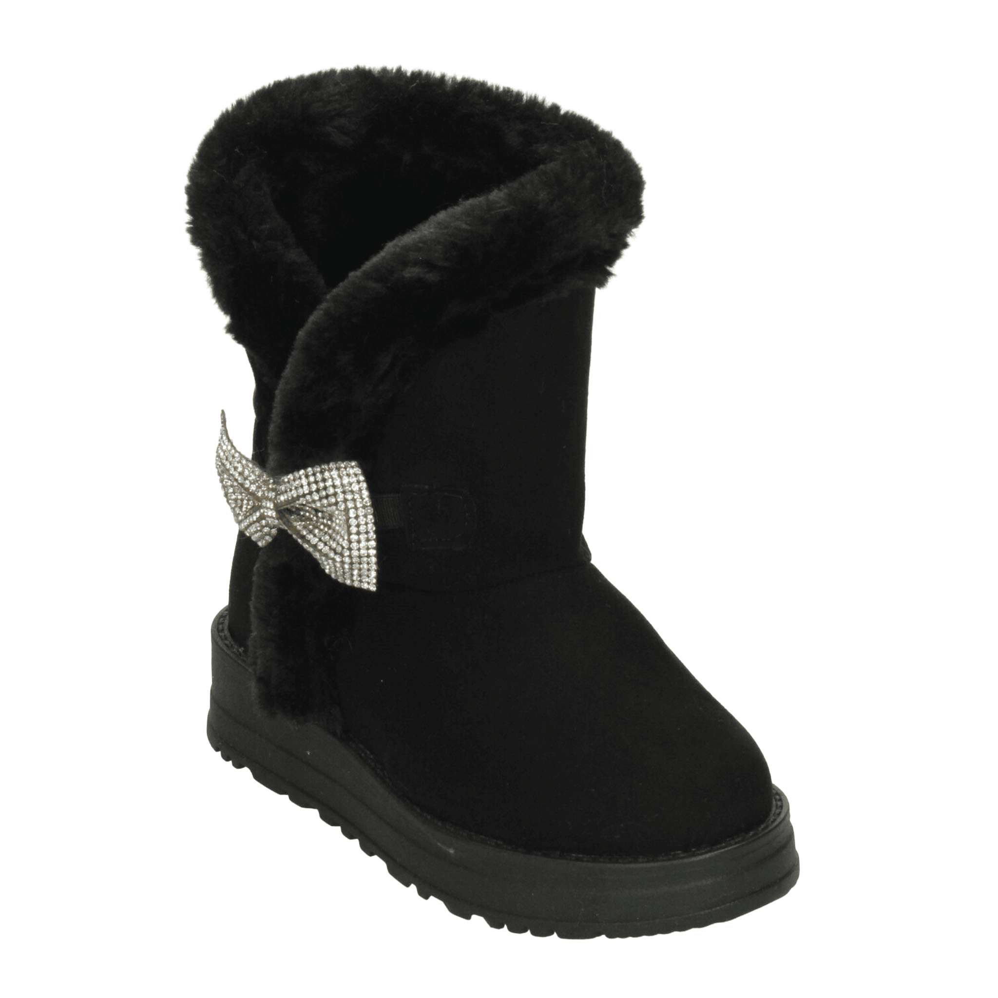 Bota Rojo Cereza Niña Casual Invierno Peluche Negro Infantil T18-22 — imagen 13
