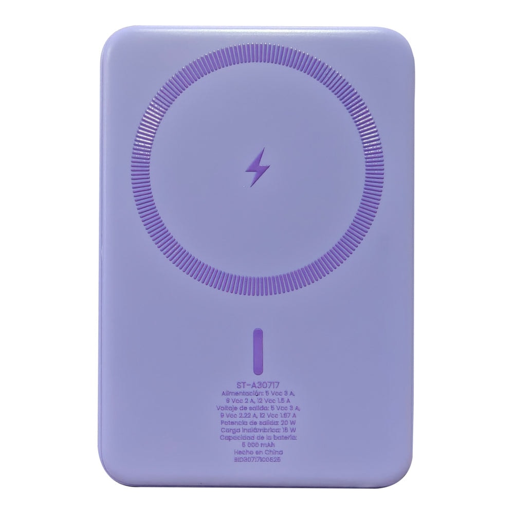 Batería Power Bank Portátil STF 5000 mAh 20W Carga Magnética Lila — imagen 3