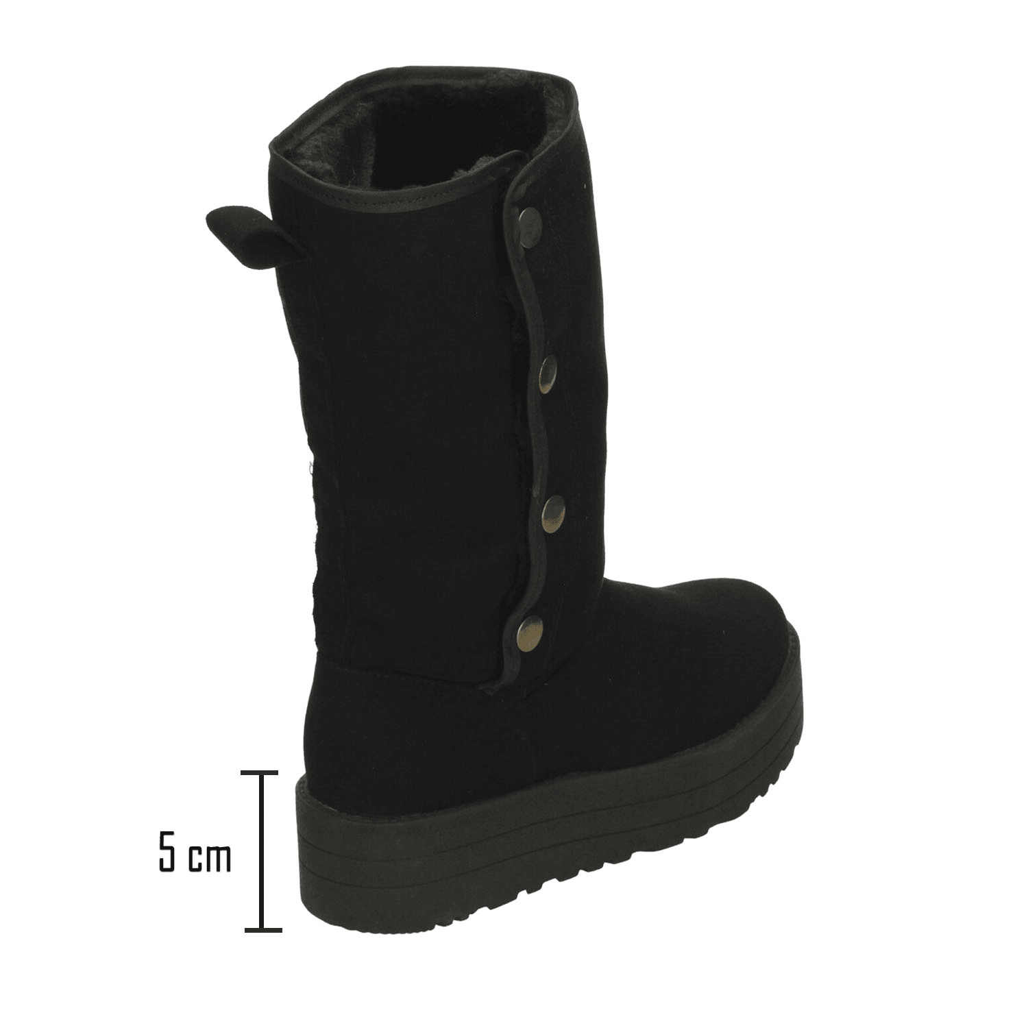 Bota Rojo Cereza Dama Invierno Plataforma Casual Negro Mujer — imagen 12