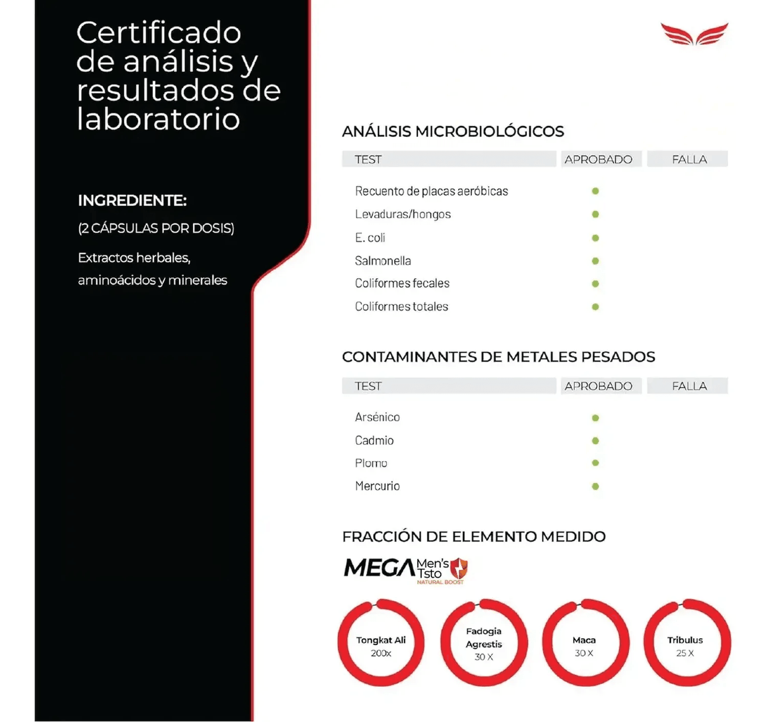 Mega Men's Testo: Tongkat Ali + Maca Negra + Creatina + Zinc + Fadogia, Fuerza+Energía, 100 Cápsulas — imagen 6