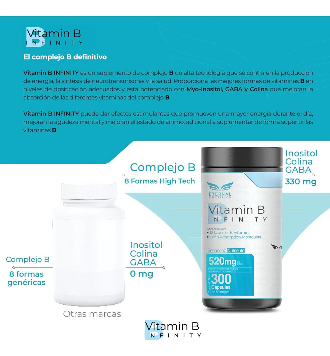 Infinity: Complejo B Elevado, 11 Formas Bioactivas de B1, B2, B3, B6, B9 Folato, B12, 300 Cápsulas — imagen 9