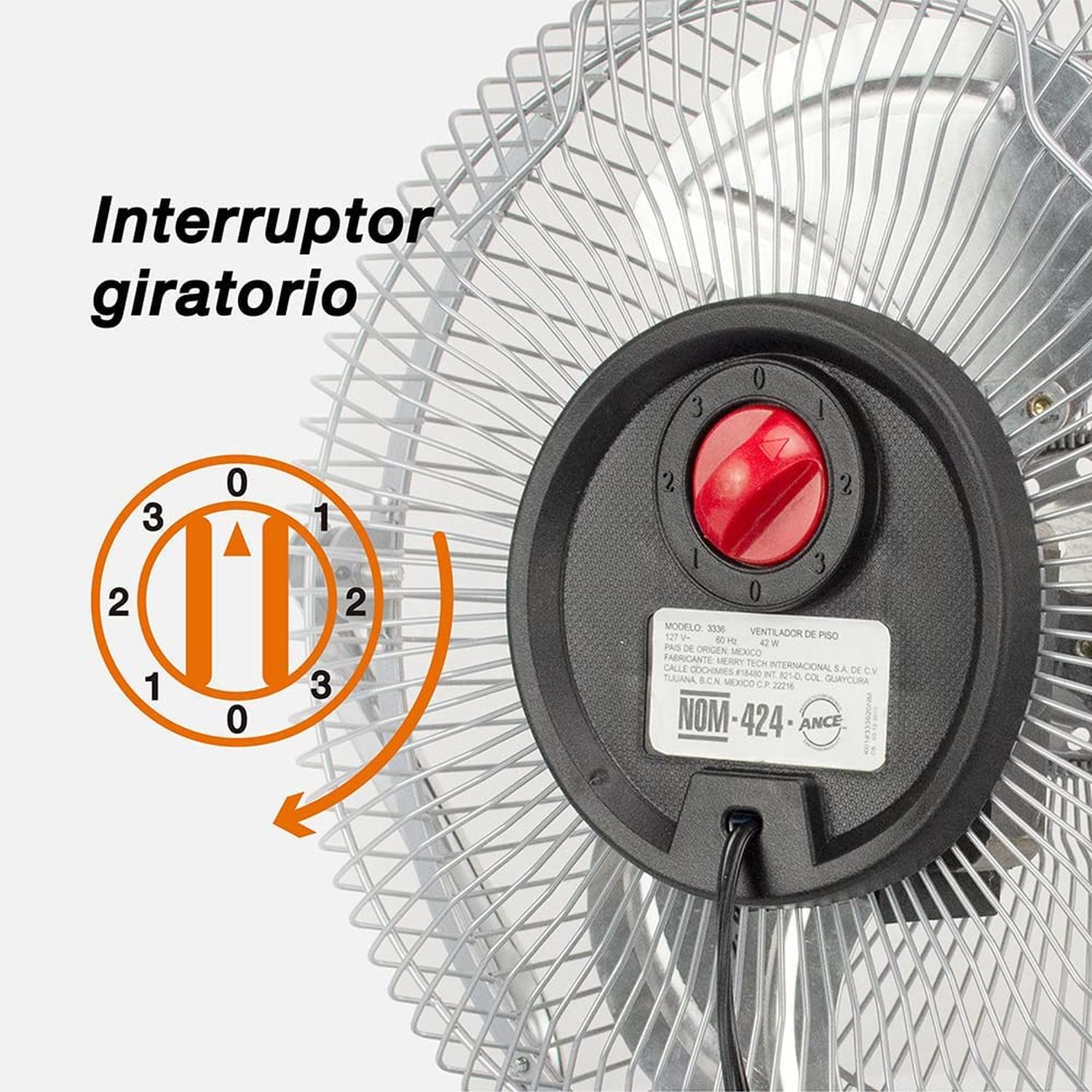 VENTILADOR PEDESTAL MYTEK 3404 18 PUL 5 ASPAS 120w — imagen 7