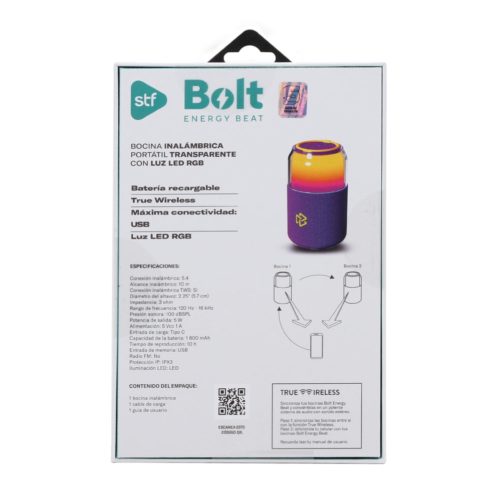 Bocina Portatil Bolt STF 5W 10hrs Uso Funcion Tws Proteccion IPX3 Rosa — imagen 15