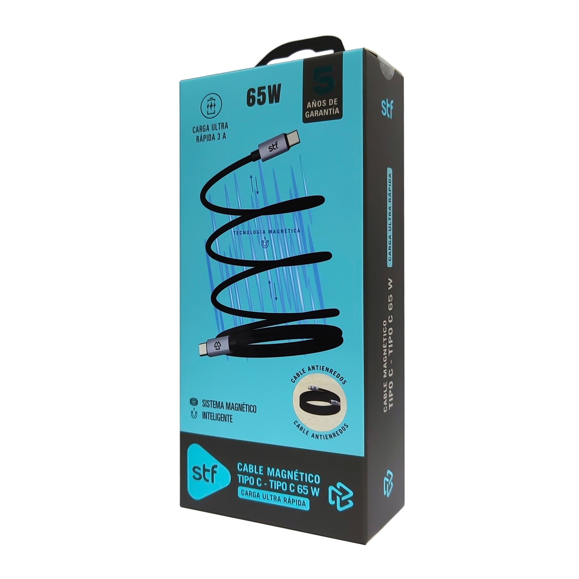 Cable Magnético STF Tipo C a Tipo C: Carga Rápida, 65W, Transferencia de datos, Negro — imagen 8