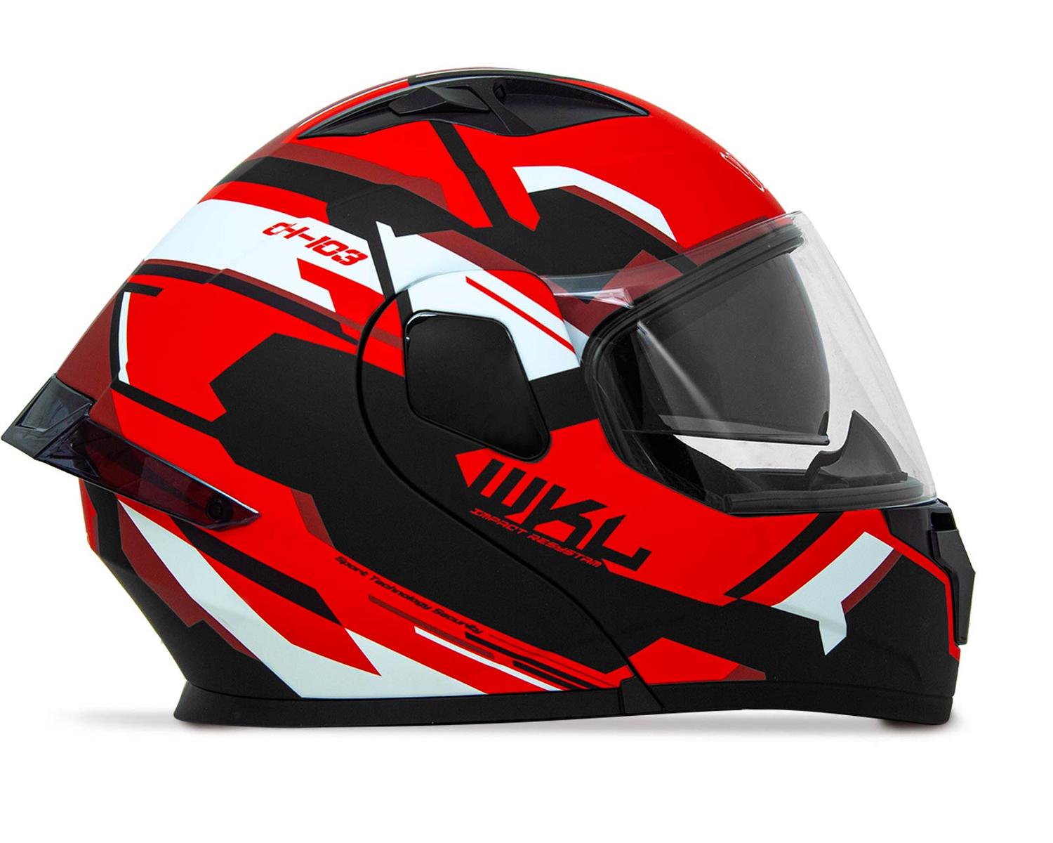 Casco WKL Motocicleta Dot Abatible CH-103 FINISH-ROJO — imagen 1