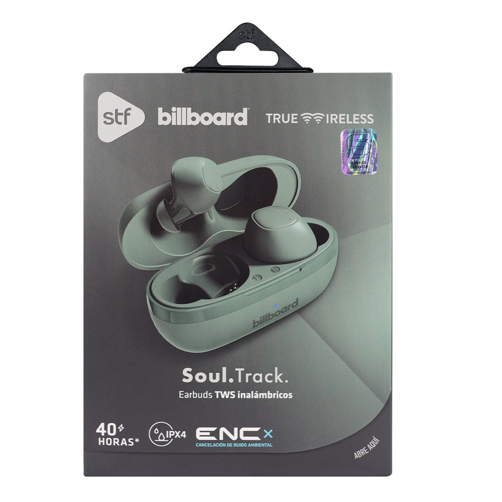 Audífonos inalámbricos Tws Soul track STF -Billboard 40hrs Uso Protección IPX4 ENC Verde — imagen 9