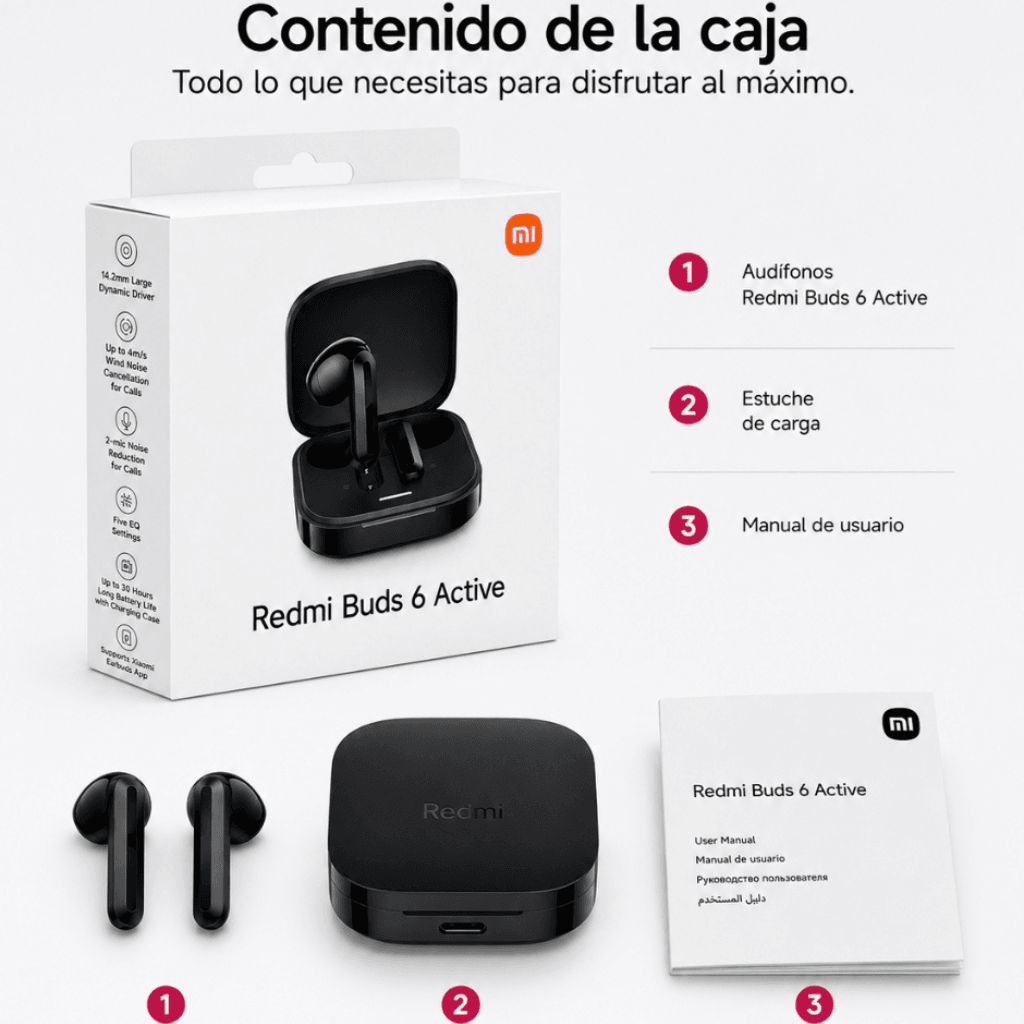 Xiaomi Redmi Buds 6 Active + Smartwatch Deportivo HD — imagen 4