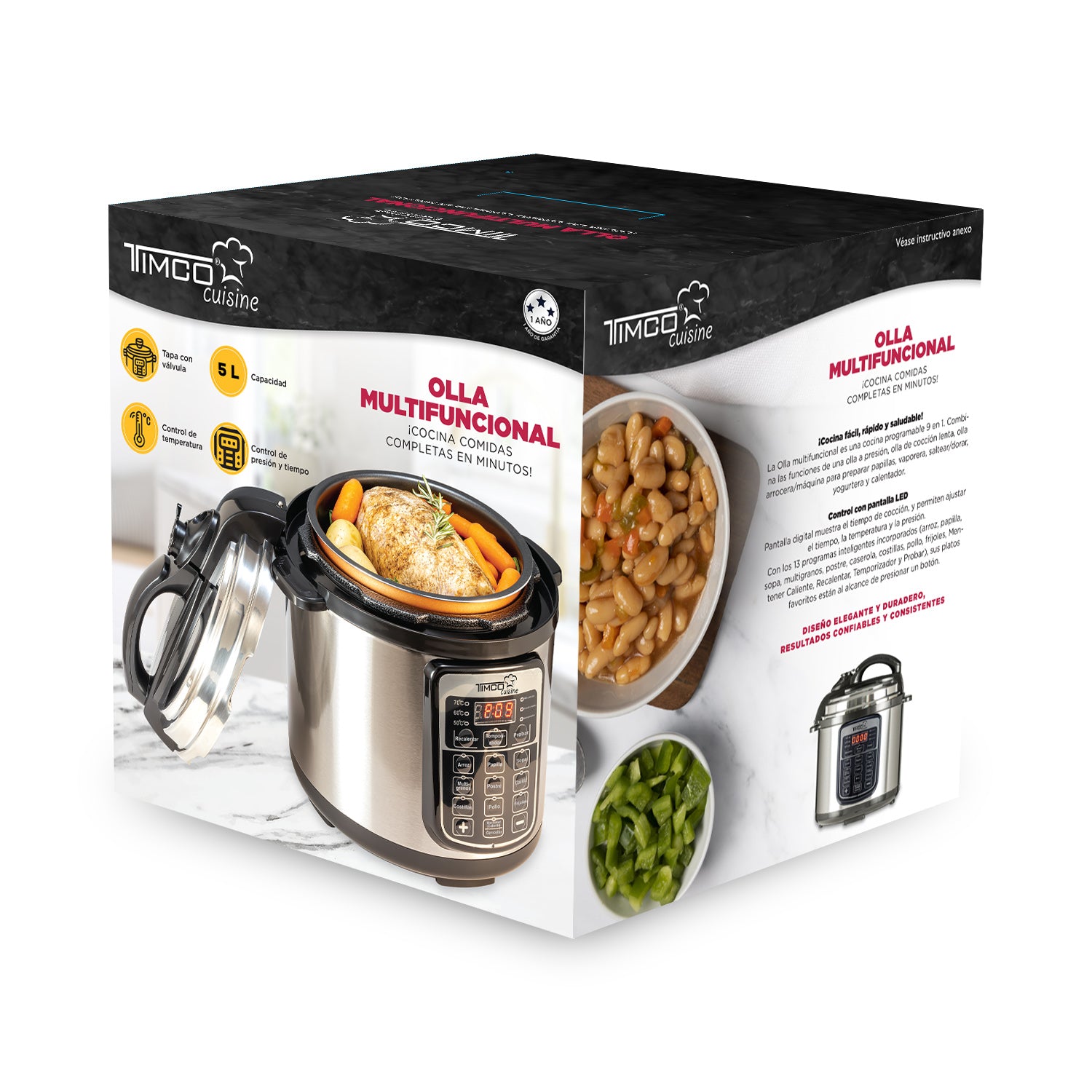 Olla Eléctrica Presión Express Instant 5L con 9 Funciones Timco OLLAH401D — imagen 7