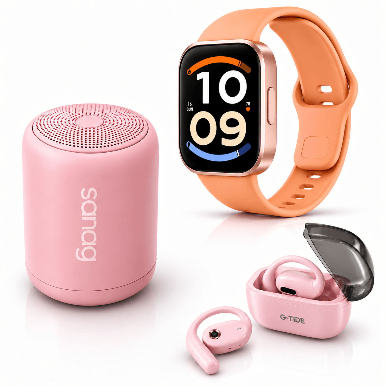 SMARTWATCH XIAOMI REDMI WATCH 6 ACTIVE (ORANGE) +BOCINA SANAG X6S (ROSA) + AUDIFONOS G-TIDE OWS8 (ROSA) — imagen 2
