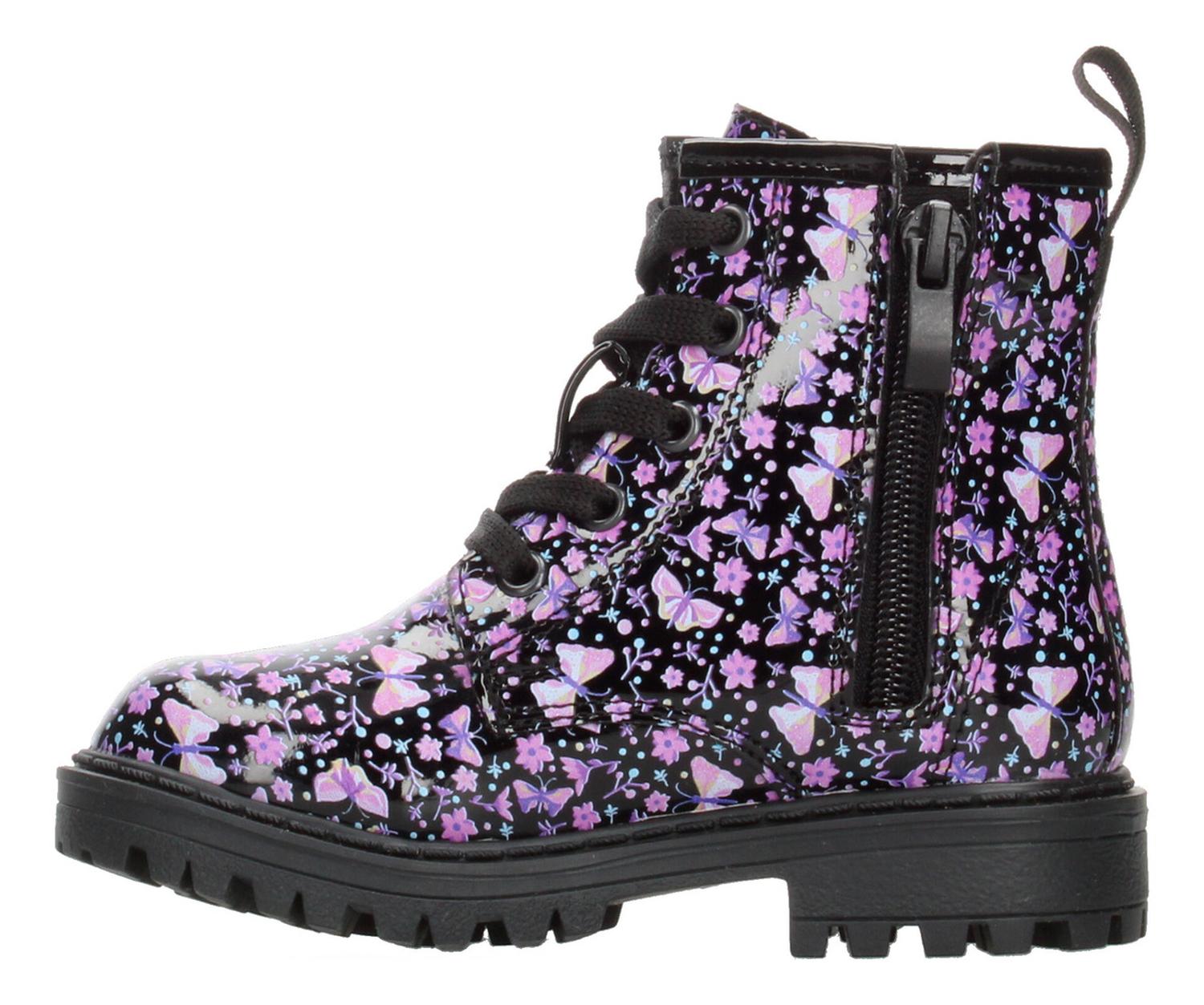 Botín Tropicana Niña Con Flores Rosas Casual Negro Infantil T15-18 — imagen 5